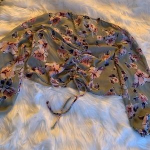 Sage Floral Crop Top